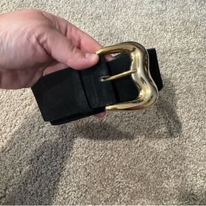 Saint Laurent Designer Belt - Black Leather and Gold Hardware